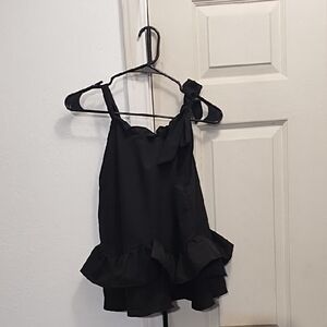 No Label Black Ruffle Sleeveless Top